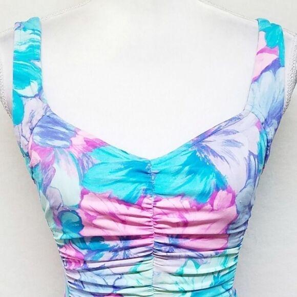 VINTAGE 60s Sandcastle Pastel Floral Swimsuit - Picture 4 of 11
